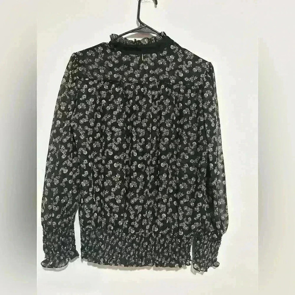 Misa Los Angeles  Somer Floral High Neck Chiffon Black and White Size XS - Picture 6 of 6